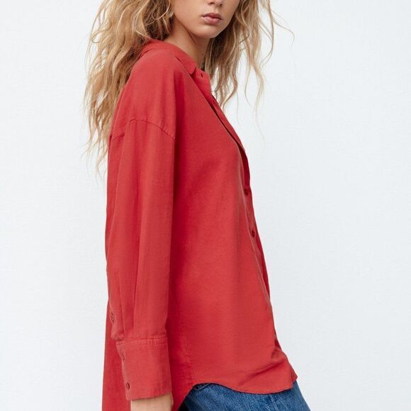 ZARA Linen Blend Shirt Medium - Picture 4 of 8